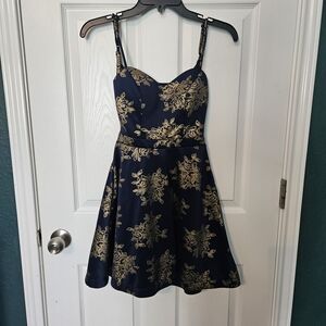 City Triangles Navy and Gold Dress